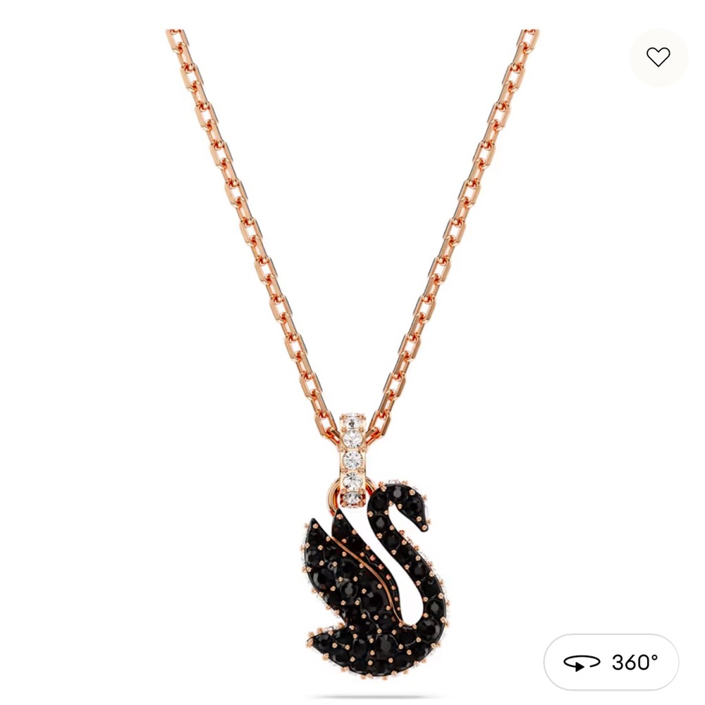 NWB Swarovski Black and Gold Swan Necklace